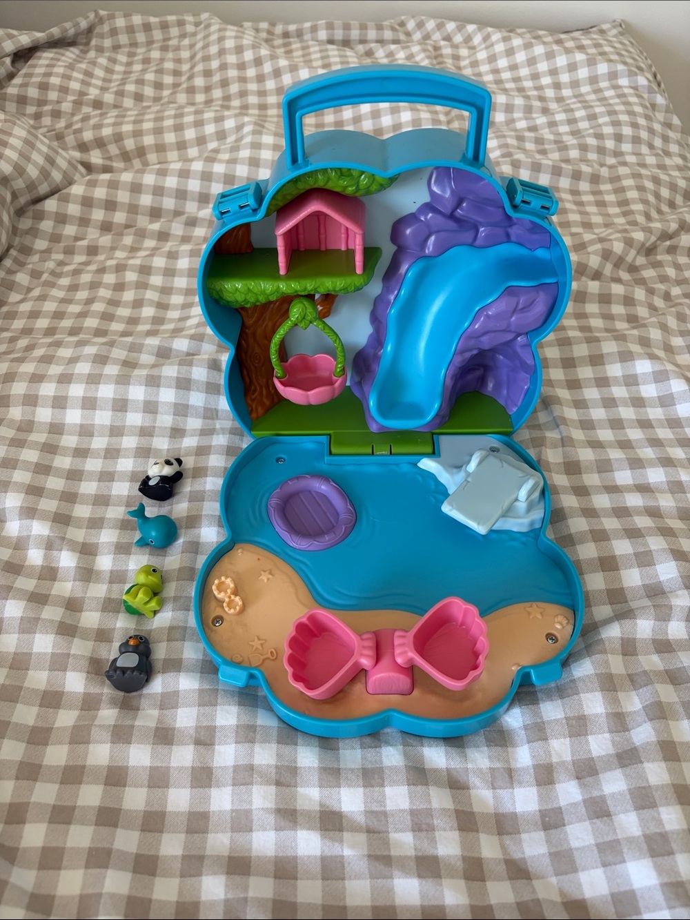 Teal Paw-Shaped Carry Case with Pink Paw Pads